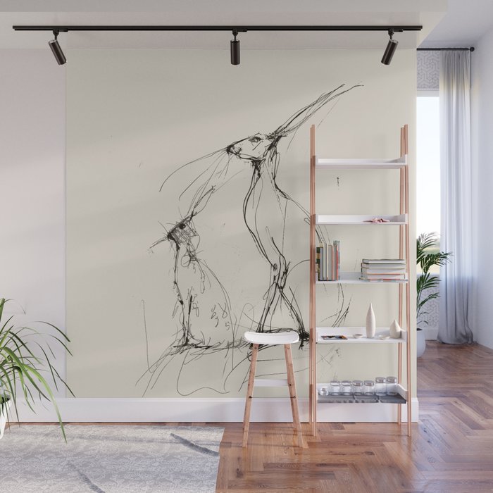 Hare Pair Wall Mural Gallery Image 1