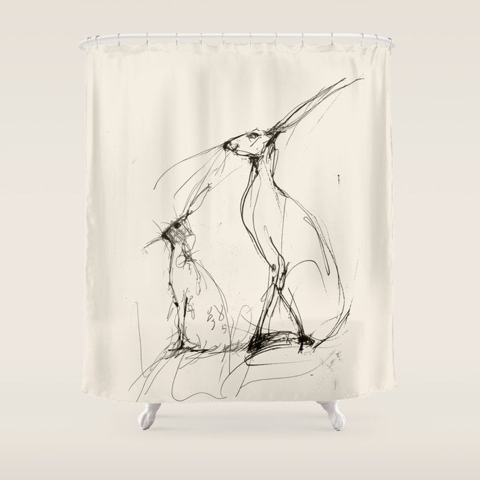 Hare Pair Shower Curtain Gallery Image 1