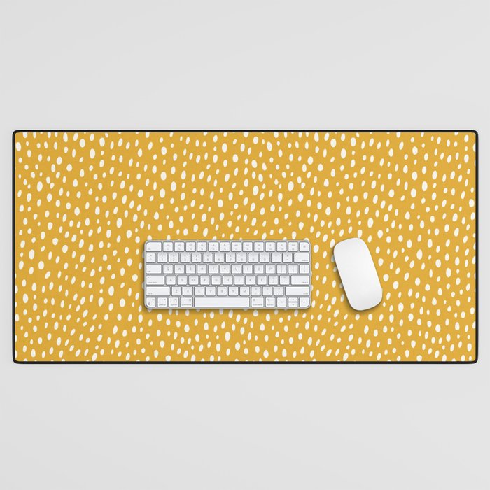 Yellow Polka Dot Spotted Pattern Abstract Print Dots Desk Mat Gallery Image 1