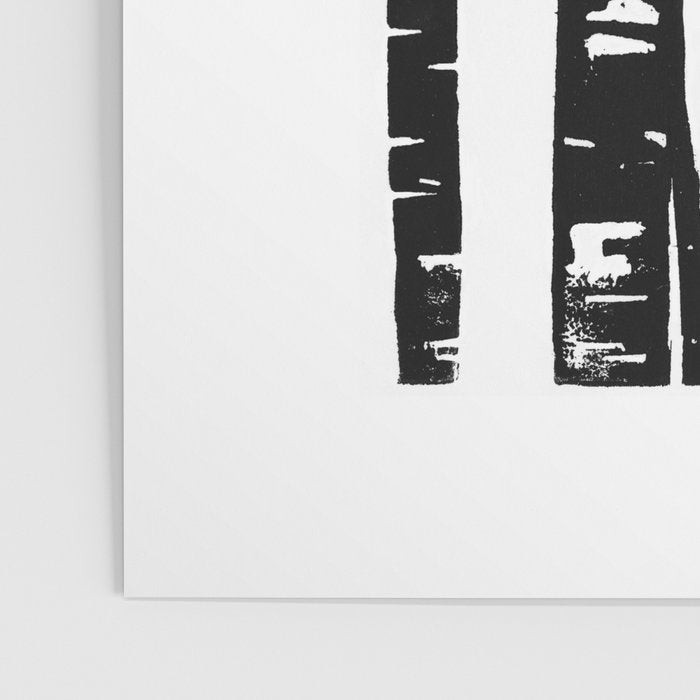 Woodcut Birches Black Poster Gallery Image 3