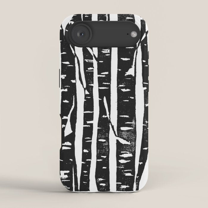 Woodcut Birches Black iPhone Case Gallery Image 2
