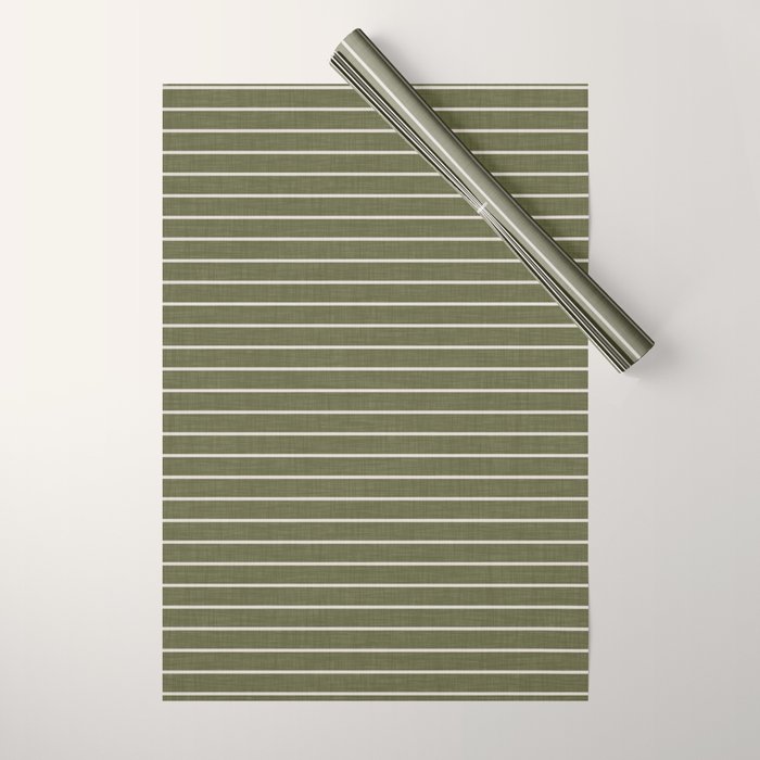 Cozy Stripes In Olive Green Wrapping Paper Gallery Image 1