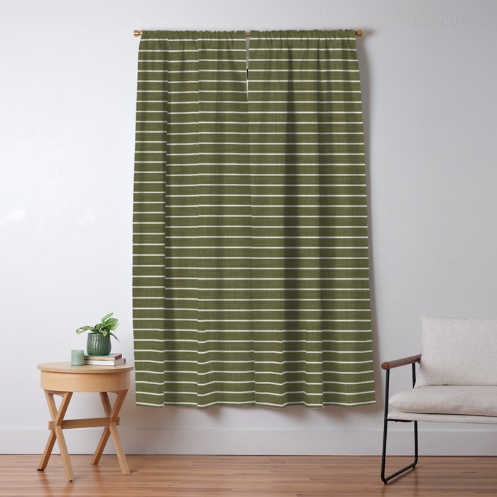 Cozy Stripes In Olive Green Window Curtain Gallery Image 1