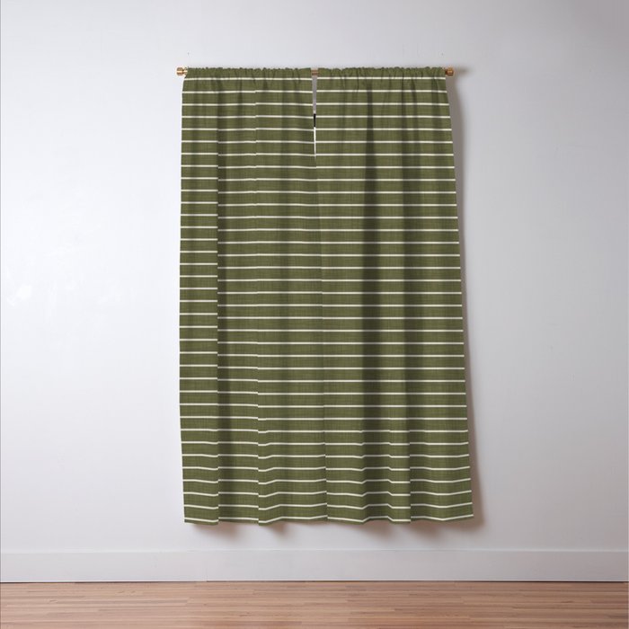 Cozy Stripes In Olive Green Window Curtain Gallery Image 3