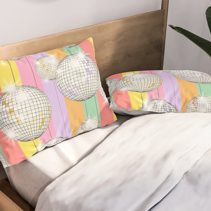 Striped Party Disco Ball muliticolor Pillow Sham Gallery Image 2