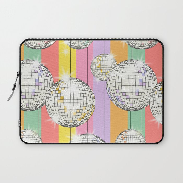 Striped Party Disco Ball muliticolor Laptop Sleeve Gallery Image 1