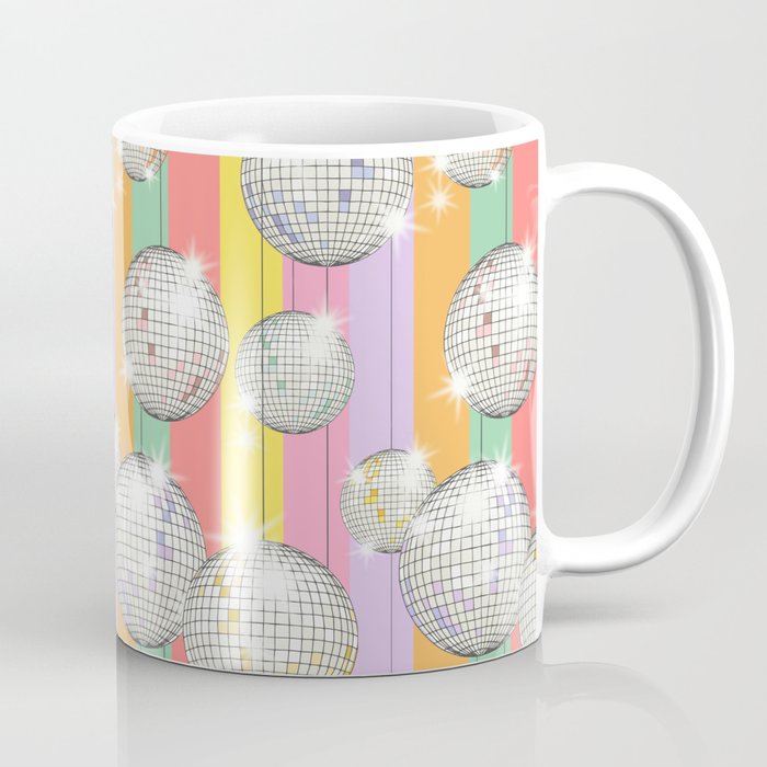 Striped Party Disco Ball muliticolor Coffee Mug Gallery Image 1