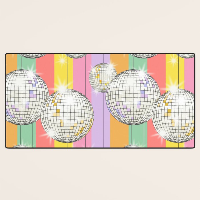 Striped Party Disco Ball muliticolor Desk Mat Gallery Image 3