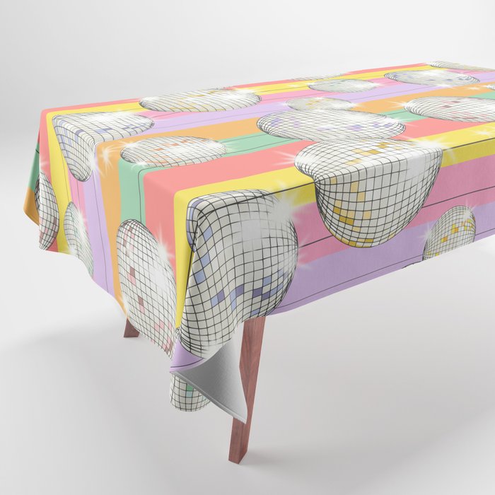 Striped Party Disco Ball muliticolor Tablecloth Gallery Image 1