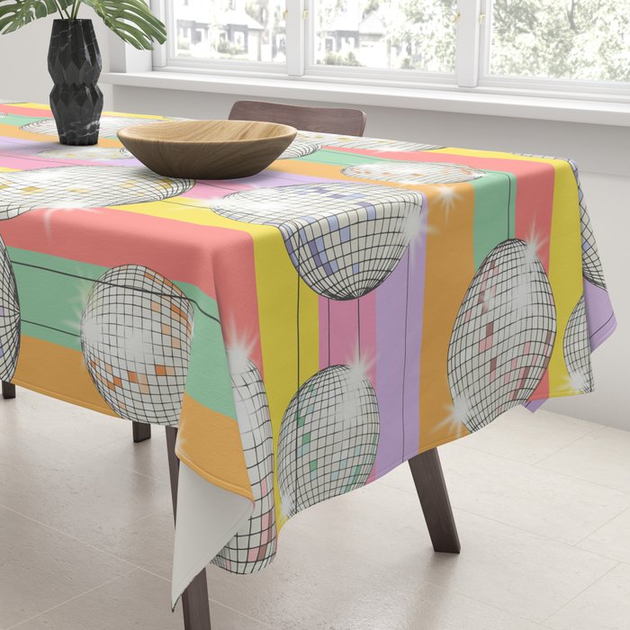 Striped Party Disco Ball muliticolor Tablecloth Gallery Image 3
