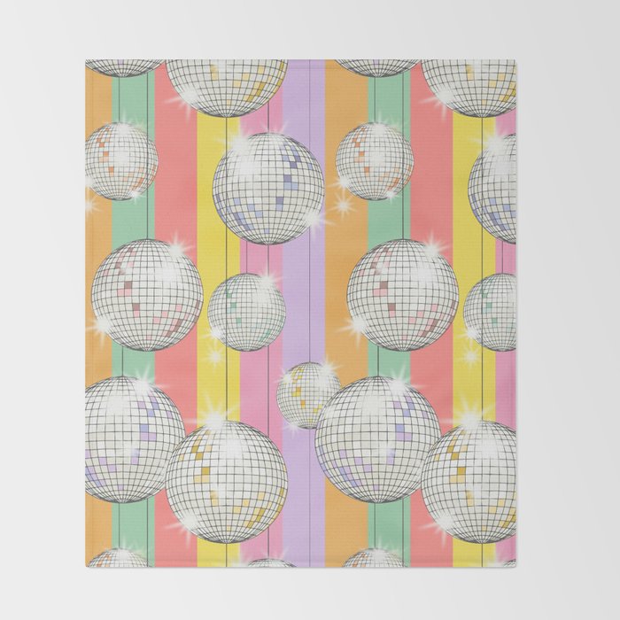 Striped Party Disco Ball muliticolor Throw Blanket Gallery Image 2