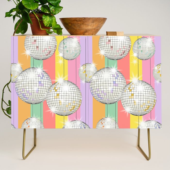 Striped Party Disco Ball muliticolor Credenza Gallery Image 1