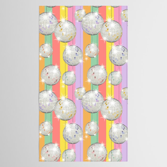 Striped Party Disco Ball muliticolor Tablecloth Gallery Image 2