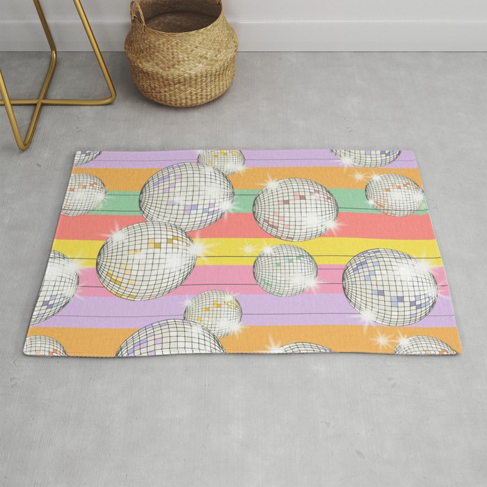 Striped Party Disco Ball muliticolor Rug Gallery Image 1