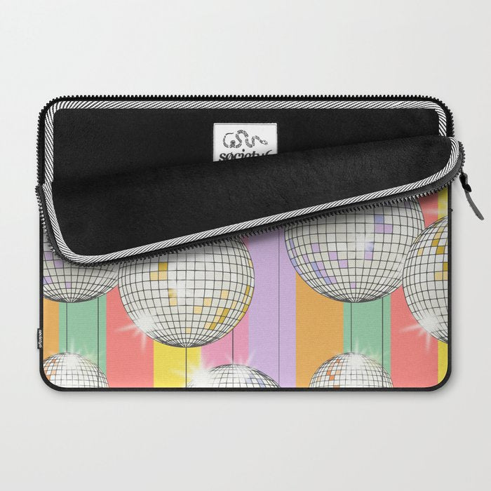 Striped Party Disco Ball muliticolor Laptop Sleeve Gallery Image 2