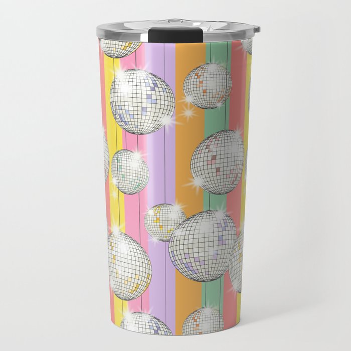 Striped Party Disco Ball muliticolor Travel Mug Gallery Image 1
