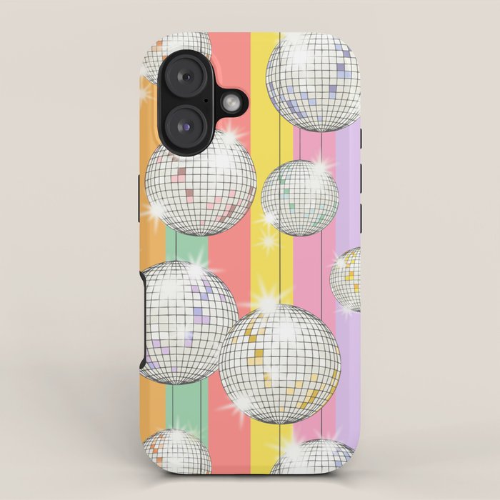 Striped Party Disco Ball muliticolor iPhone Case Gallery Image 1