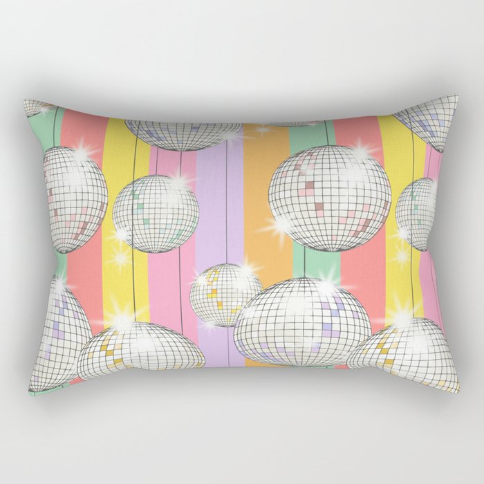 Striped Party Disco Ball muliticolor Rectangular Pillow Gallery Image 1