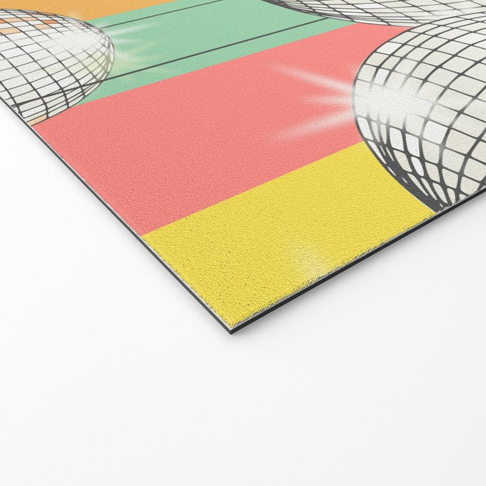 Striped Party Disco Ball muliticolor Welcome Mat Gallery Image 2