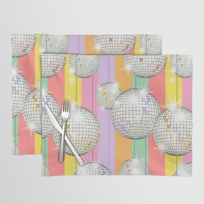 Striped Party Disco Ball muliticolor Placemat Gallery Image 1
