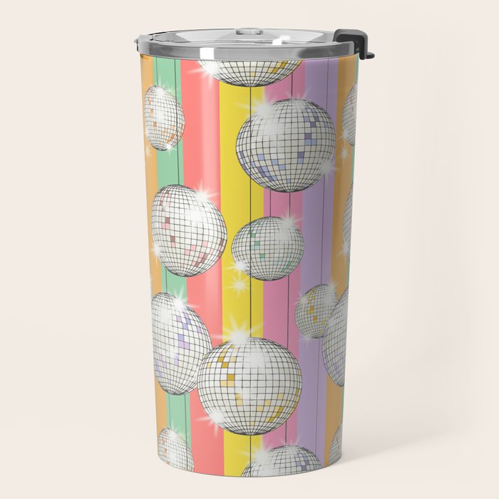 Striped Party Disco Ball muliticolor Travel Mug Gallery Image 2