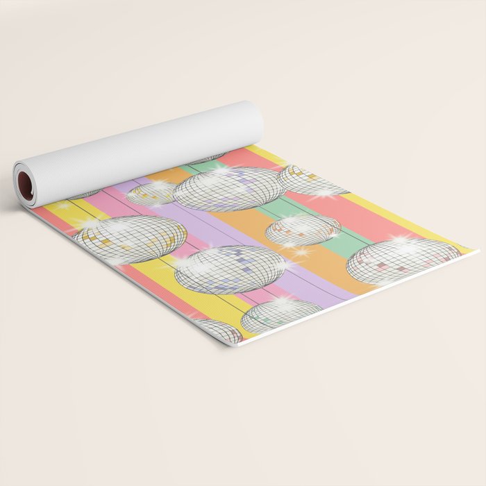 Striped Party Disco Ball muliticolor Yoga Mat Gallery Image 2