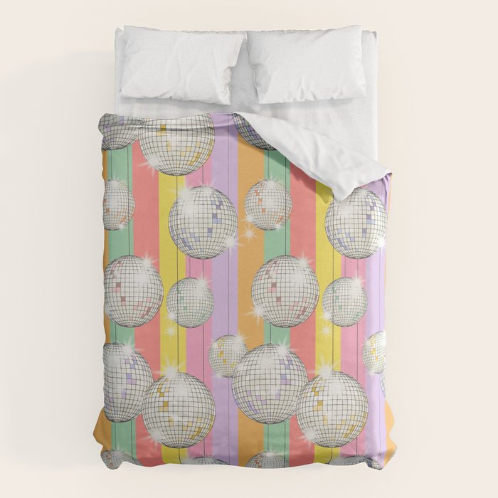 Striped Party Disco Ball muliticolor Duvet Cover Gallery Image 1