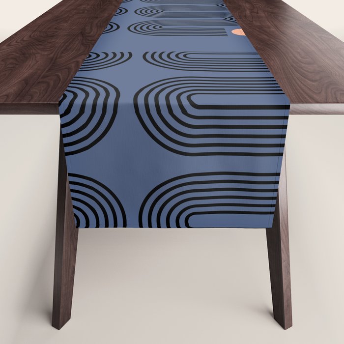 Abstraction_NEW_SUN_BLUE_LINE_POP_ART_Minimalism_0222A Table Runner Gallery Image 1