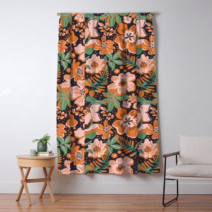 Orange flowers Window Curtain Gallery Image 1