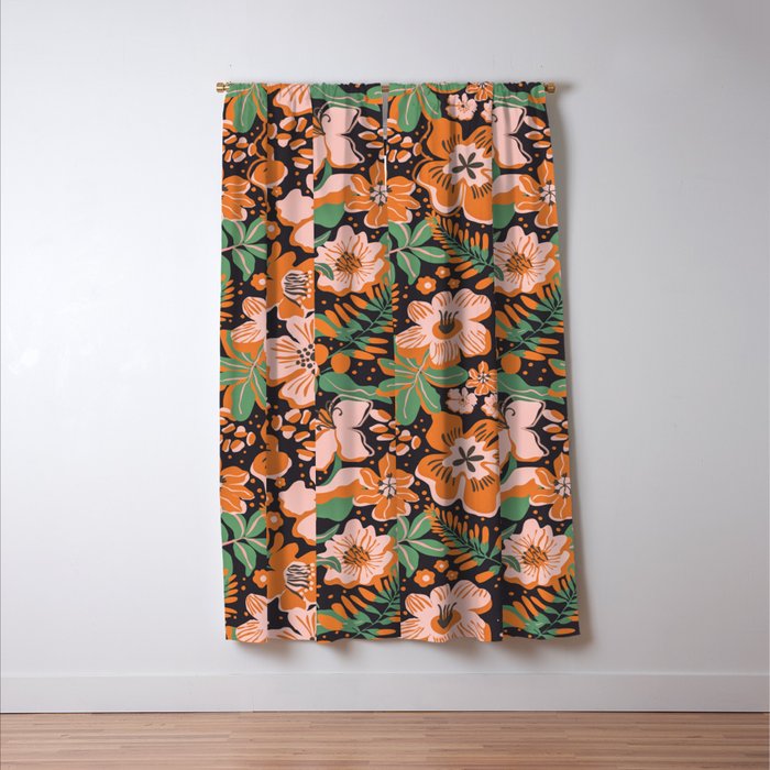 Orange flowers Window Curtain Gallery Image 3