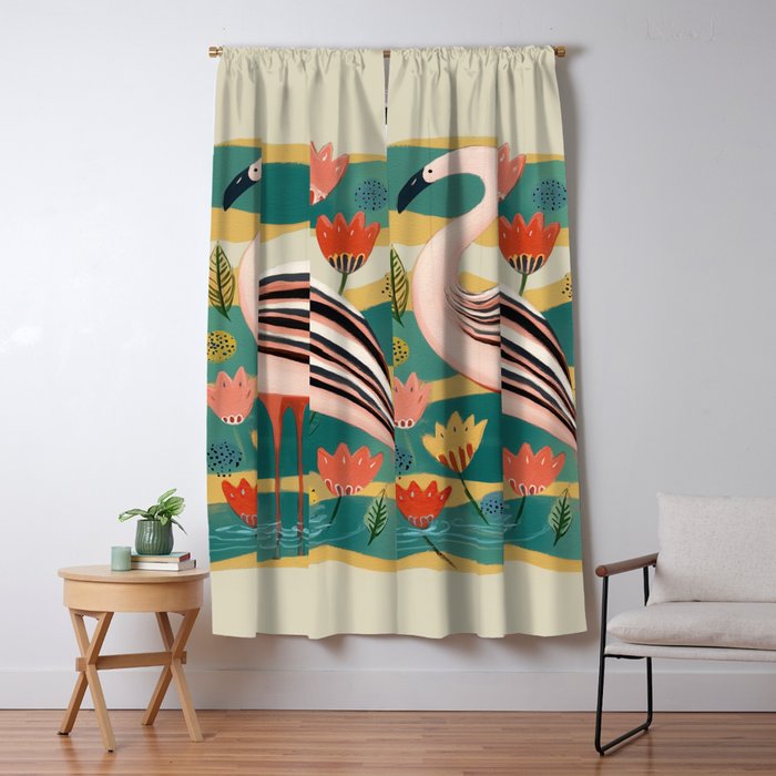 Pink Flamingo Window Curtain Gallery Image 1