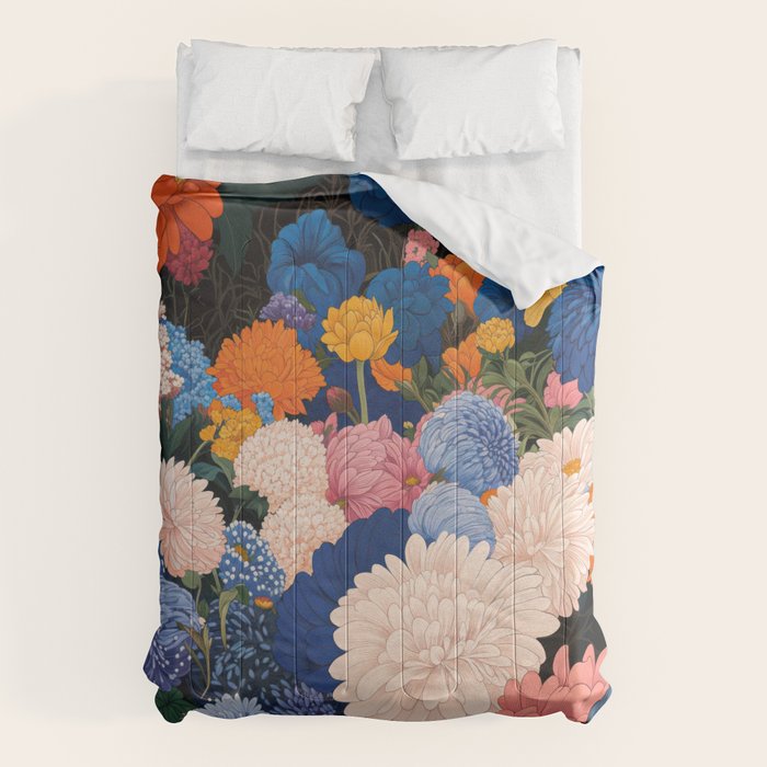 Floral Wall Art Botanical Poster Japanese Painting Maximalist Dopamine Decor Flower Print Comforter Gallery Image 6
