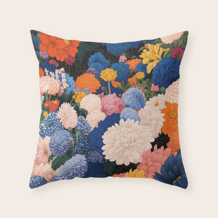 Floral Wall Art Botanical Poster Japanese Painting Maximalist Dopamine Decor Flower Print Throw Pillow Gallery Image 6