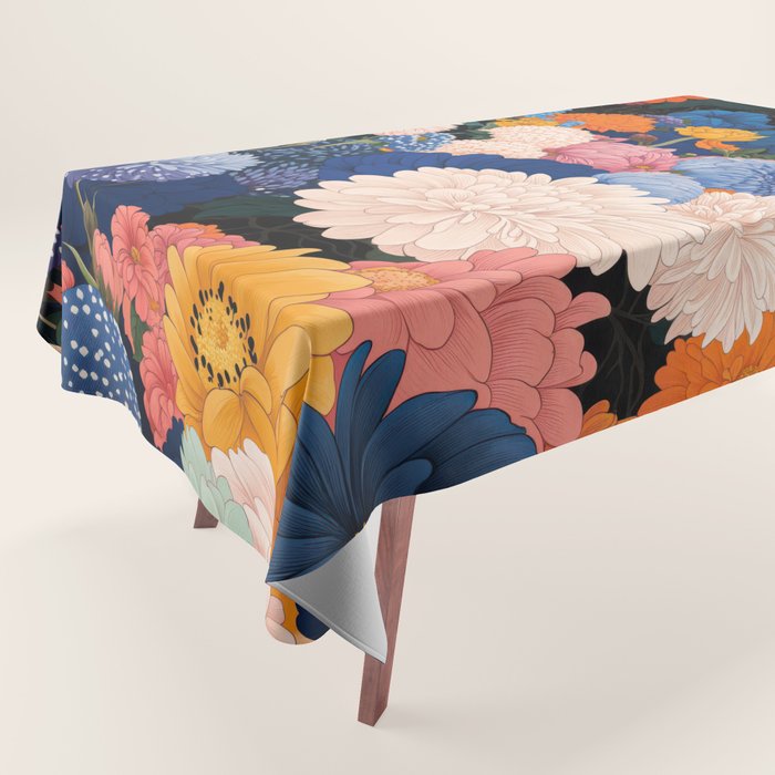 Floral Wall Art Botanical Poster Japanese Painting Maximalist Dopamine Decor Flower Print Tablecloth Gallery Image 1