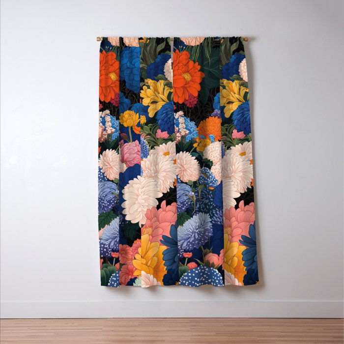 Floral Wall Art Botanical Poster Japanese Painting Maximalist Dopamine Decor Flower Print Window Curtain Gallery Image 3