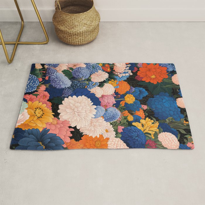 Floral Wall Art Botanical Poster Japanese Painting Maximalist Dopamine Decor Flower Print Rug Gallery Image 1