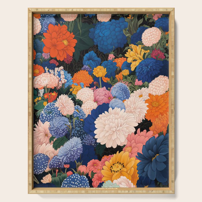 Floral Wall Art Botanical Poster Japanese Painting Maximalist Dopamine Decor Flower Print Serving Tray Gallery Image 1
