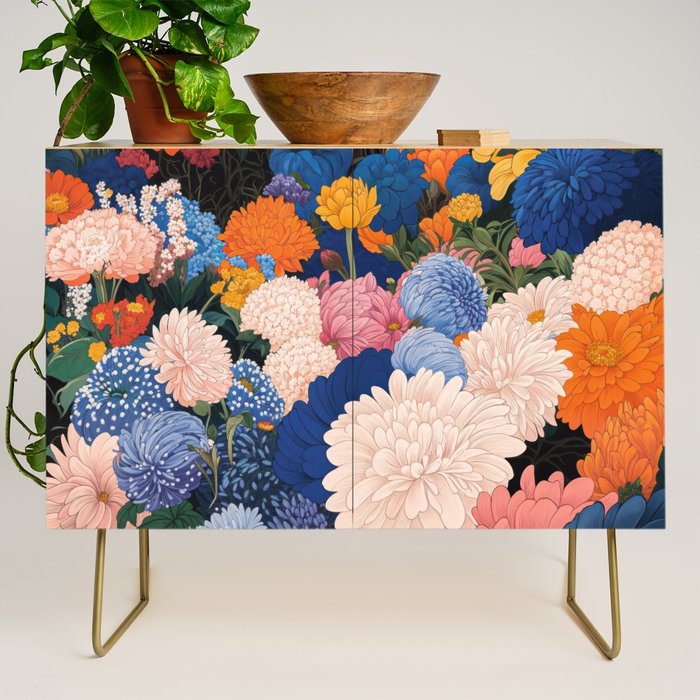 Floral Wall Art Botanical Poster Japanese Painting Maximalist Dopamine Decor Flower Print Credenza Gallery Image 1