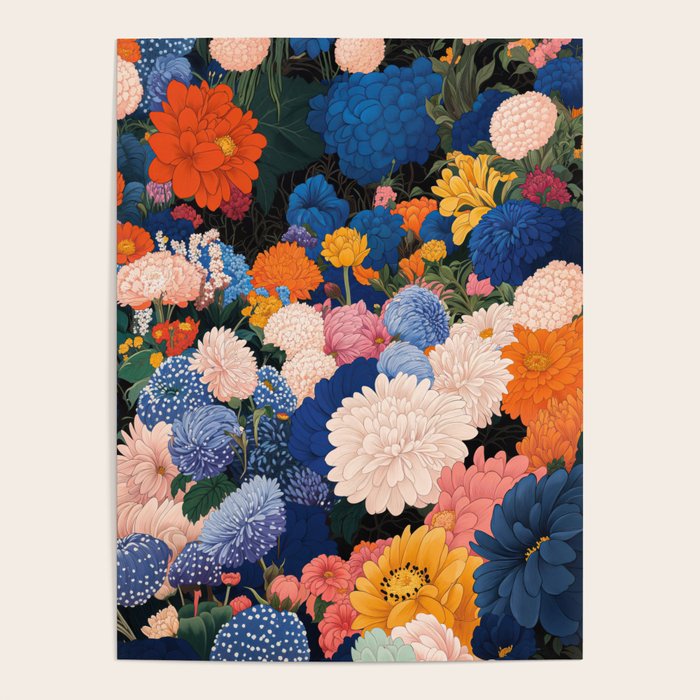 Floral Wall Art Botanical Poster Japanese Painting Maximalist Dopamine Decor Flower Print Poster Gallery Image 4