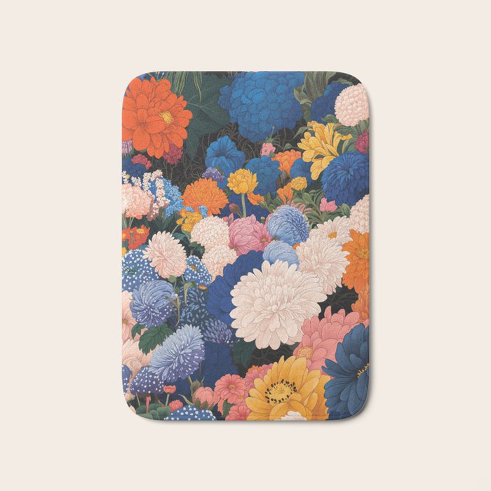 Floral Wall Art Botanical Poster Japanese Painting Maximalist Dopamine Decor Flower Print Bath Mat Gallery Image 1