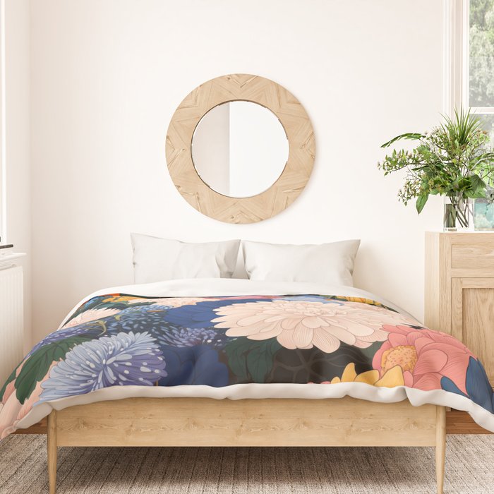 Floral Wall Art Botanical Poster Japanese Painting Maximalist Dopamine Decor Flower Print Duvet Cover Gallery Image 3