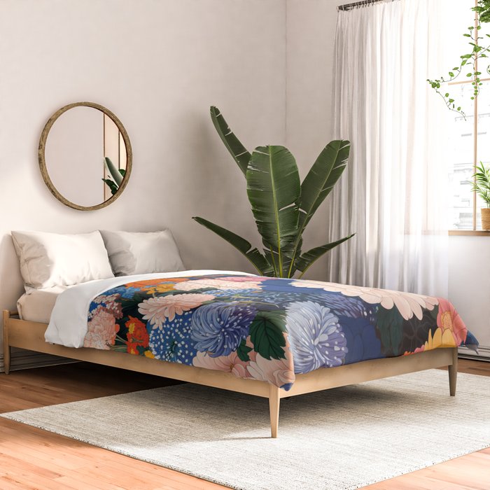 Floral Wall Art Botanical Poster Japanese Painting Maximalist Dopamine Decor Flower Print Comforter Gallery Image 2
