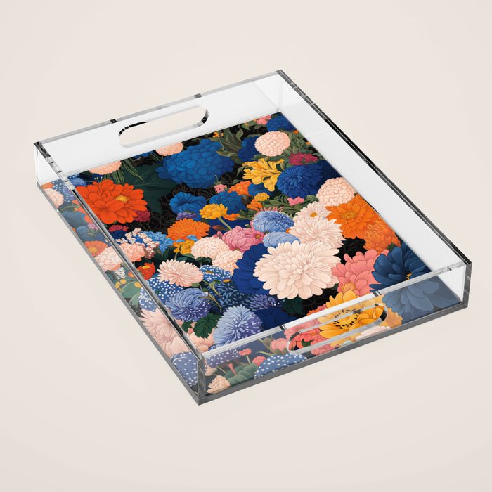 Floral Wall Art Botanical Poster Japanese Painting Maximalist Dopamine Decor Flower Print Acrylic Tray Gallery Image 1