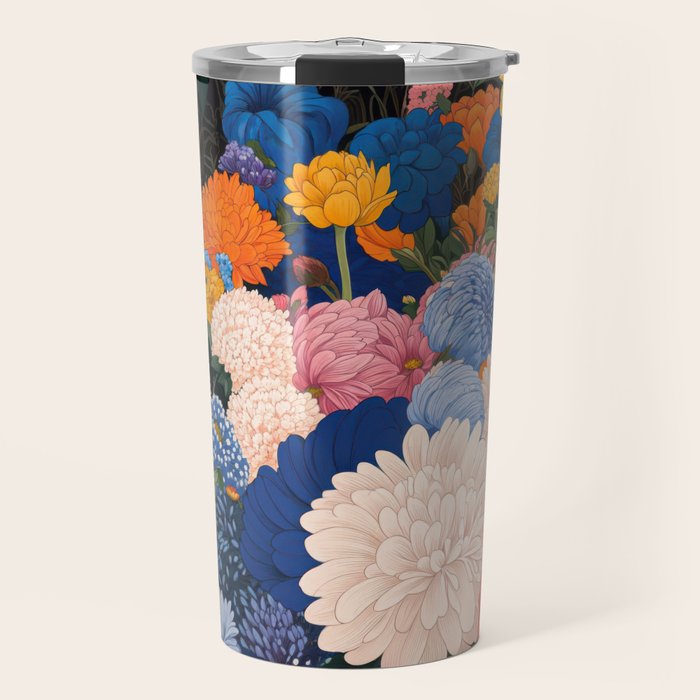 Floral Wall Art Botanical Poster Japanese Painting Maximalist Dopamine Decor Flower Print Travel Mug Gallery Image 1