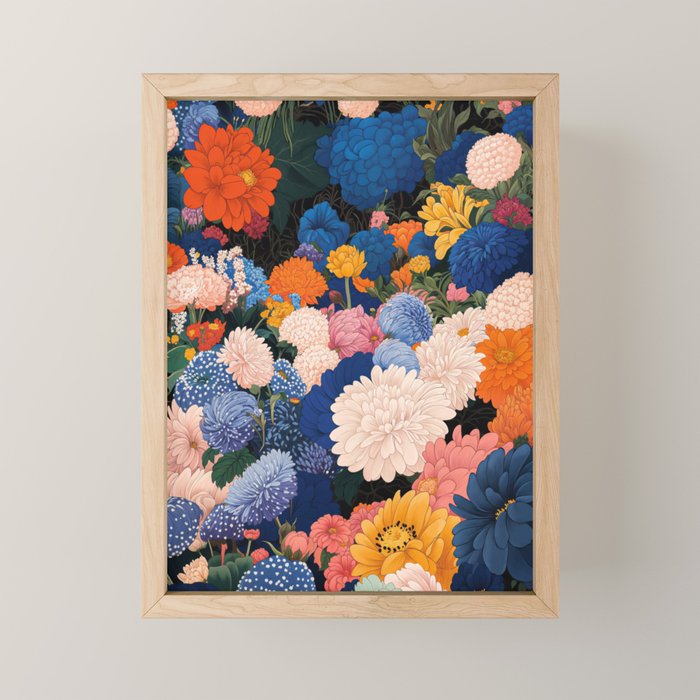 Floral Wall Art Botanical Poster Japanese Painting Maximalist Dopamine Decor Flower Print Mini Art Print Gallery Image 1