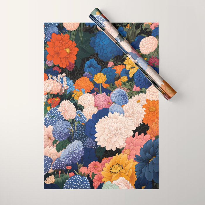 Floral Wall Art Botanical Poster Japanese Painting Maximalist Dopamine Decor Flower Print Wrapping Paper Gallery Image 1