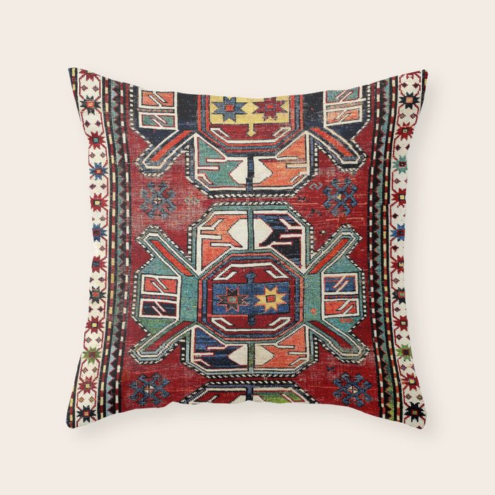 Karabagh Antique Azerbaijan South Caucasus Rug Print Throw Pillow Gallery Image 1