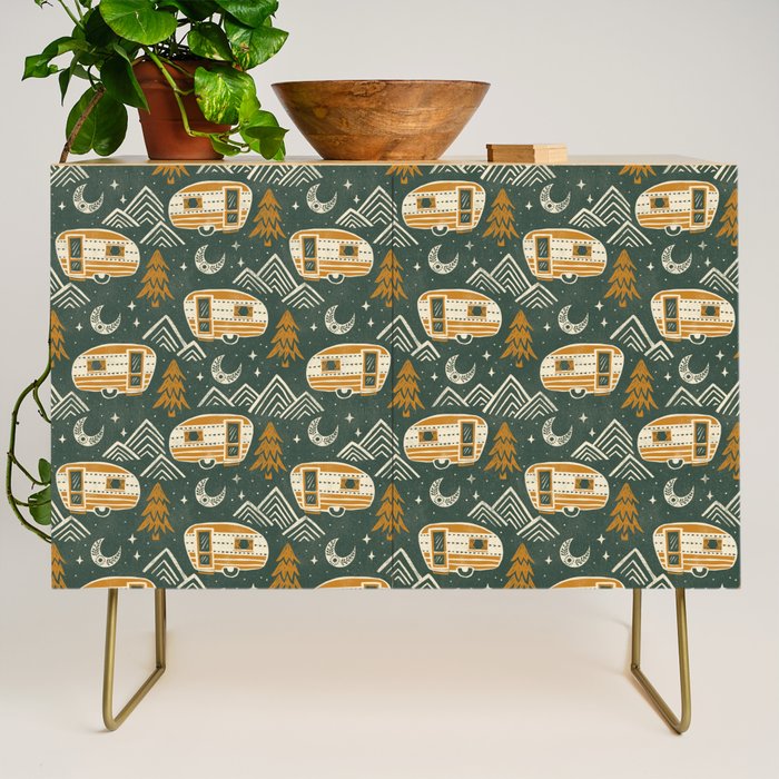 Little Camper - forest green and gold Credenza Gallery Image 1