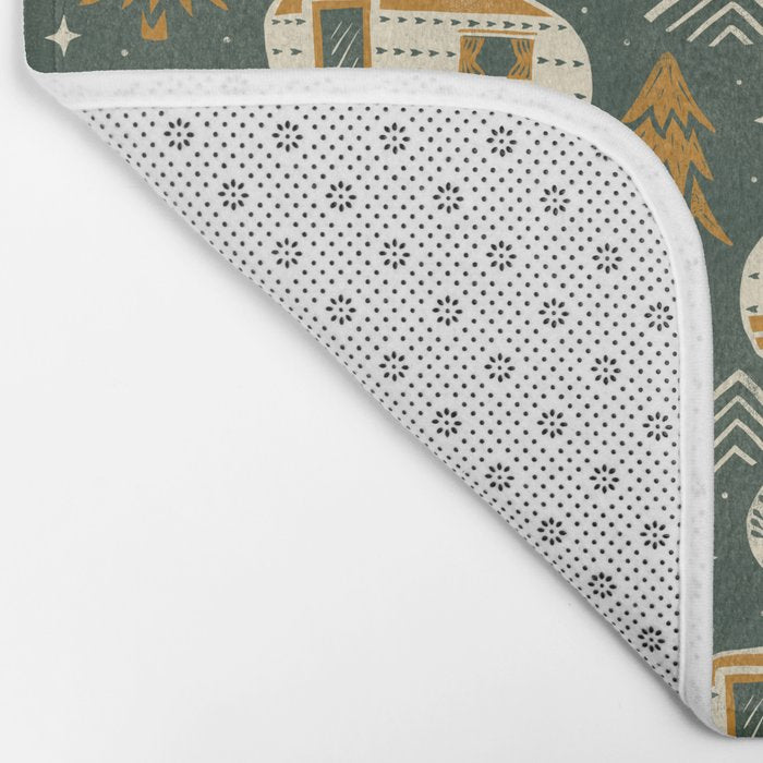 Little Camper - forest green and gold Bath Mat Gallery Image 2