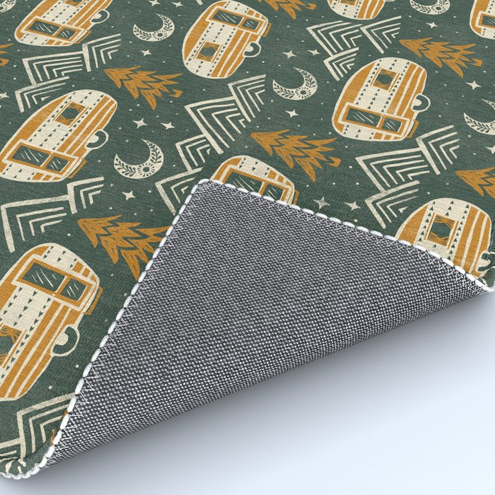 Little Camper - forest green and gold Rug Gallery Image 4